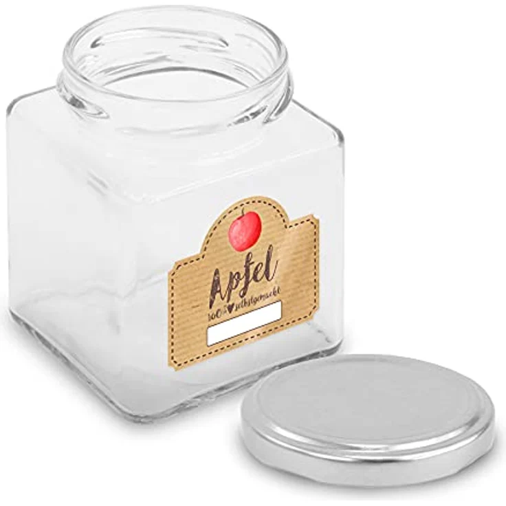 itenga 50x Marmeladen Etikett Apfel, selbstklebende Sticker in braun mit Platz für Datum, 4,5x3,8cm, hochwertiges Haftpapier – Bild 4
