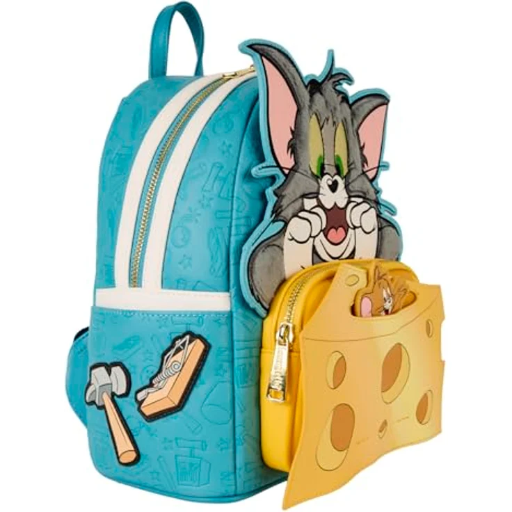 Loungefly Warner Bros Tom and Jerry Mini Backpack, Kunstleder, mit Applikationen und verstellbaren Schultergurten, 22,8 x 26,6 x 11,4 cm – Bild 5