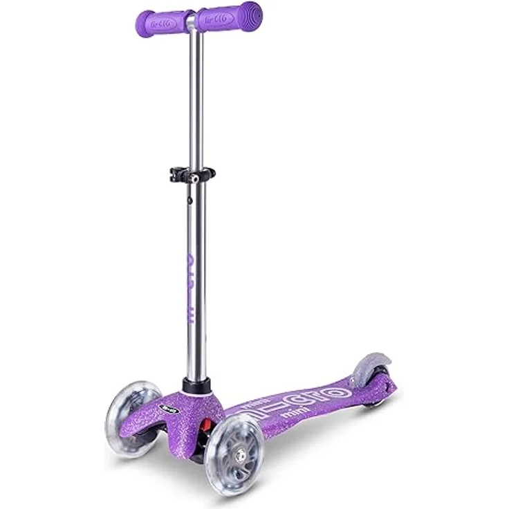 Micro Mobility mini micro Deluxe Fairy Glitter, Scooter mit LED Rollen, höhenverstellbar, für Kinder von 2-5 Jahren, violett glitzernd, MMD207