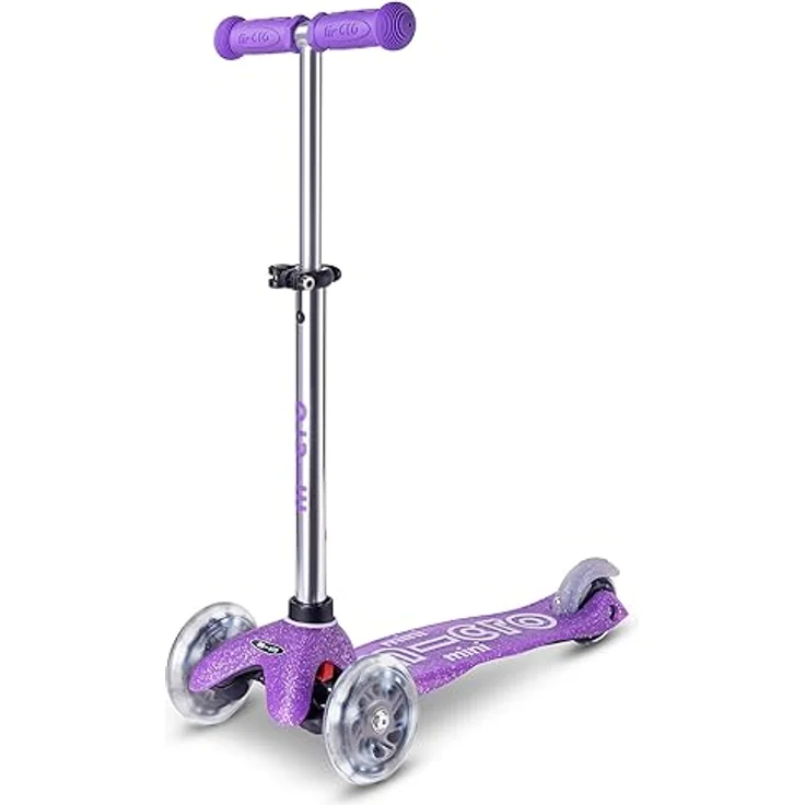 Micro Mobility mini micro Deluxe Fairy Glitter, Scooter mit LED Rollen, höhenverstellbar, für Kinder von 2-5 Jahren, violett glitzernd, MMD207 – Bild 1