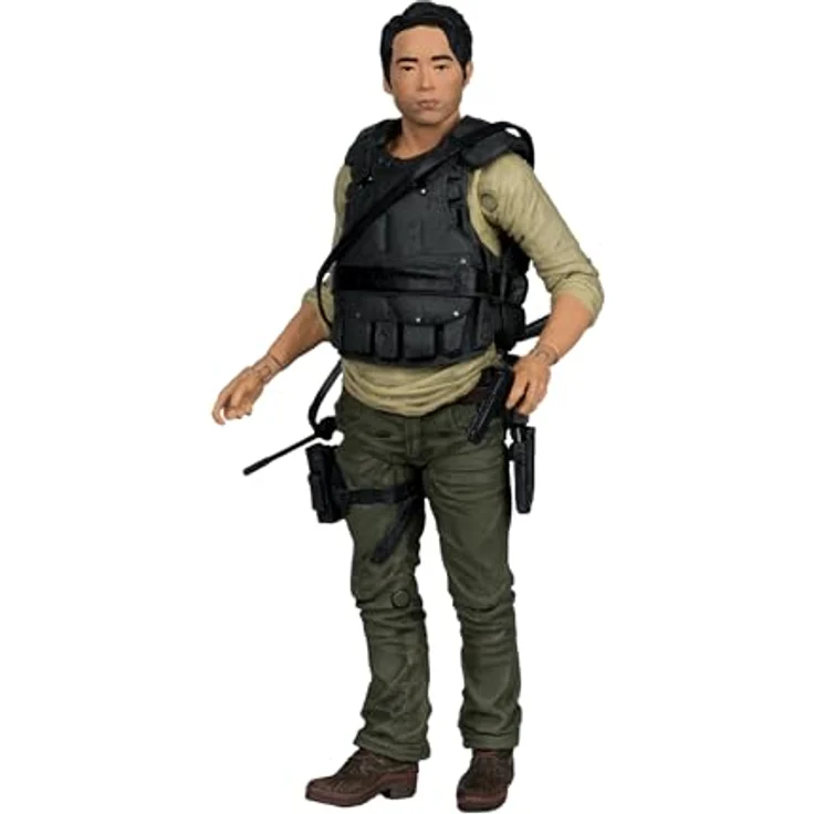 McFarlane Toys The Walking Dead Glenn, 12,7 cm Actionfigur mit 20 Gelenkpunkten, inkl. Pistole, Messer und abwechselndem Kopf – Bild 1