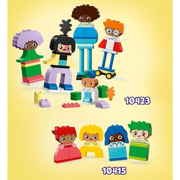 LEGO DUPLO Town Baubare Menschen mit großen Gefühlen, Lernspielzeug für Kinder ab 3 Jahren, enthält 5 Figuren mit 10 Gesichtern für Rollenspiele, 71 Steine zum Kombinieren und Gestalten 10423 – Bild 5
