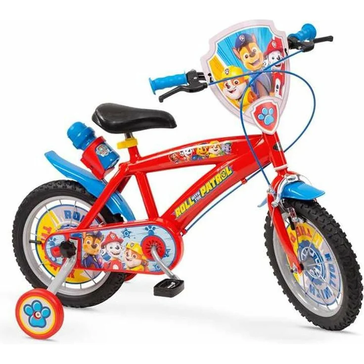 Toimsa Kindervelo 14", Kinderfahrrad mit Paw Patrol Design, verstellbarem Sitz und Stützrädern