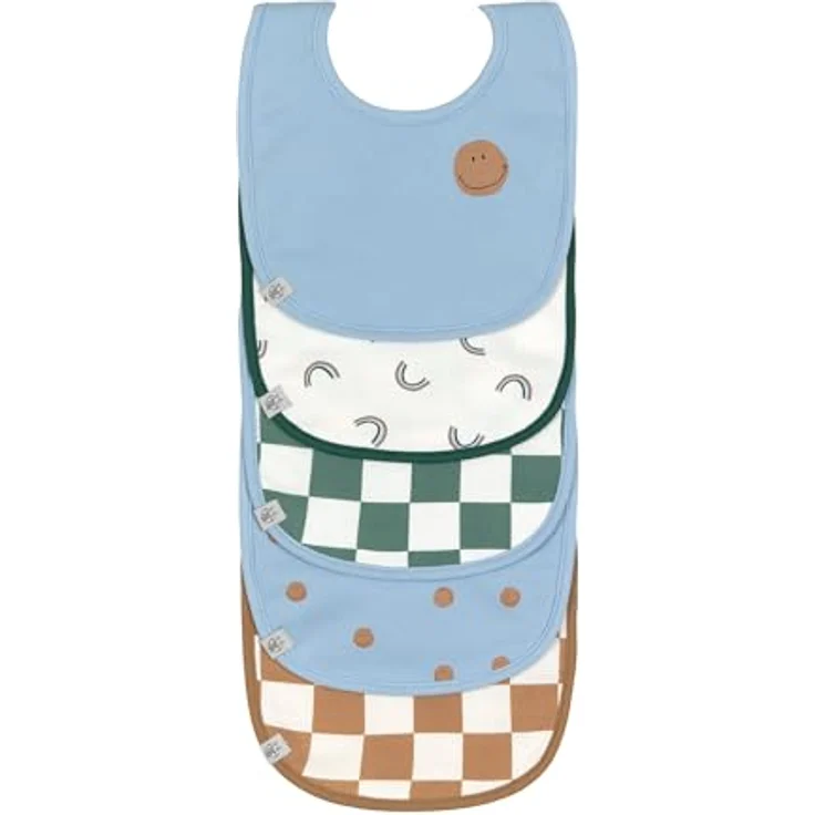 LÄSSIG Baby Kleinkind Lätzchen Set (5 St.) Klettverschluss Baumwolle wasserdicht/ Value Pack Bib Happy Rascals Smile – Bild 1
