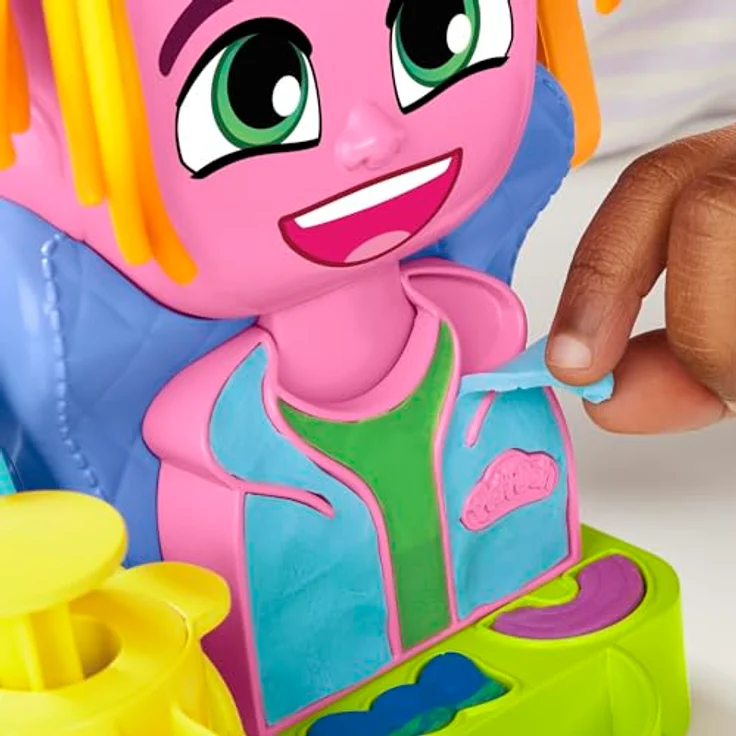 Play-Doh Friseursalon Pastryoline F8807, Kreativset mit 6 Tuben Knetmasse (3 Zweifarben) und Friseurzubehör – Bild 8
