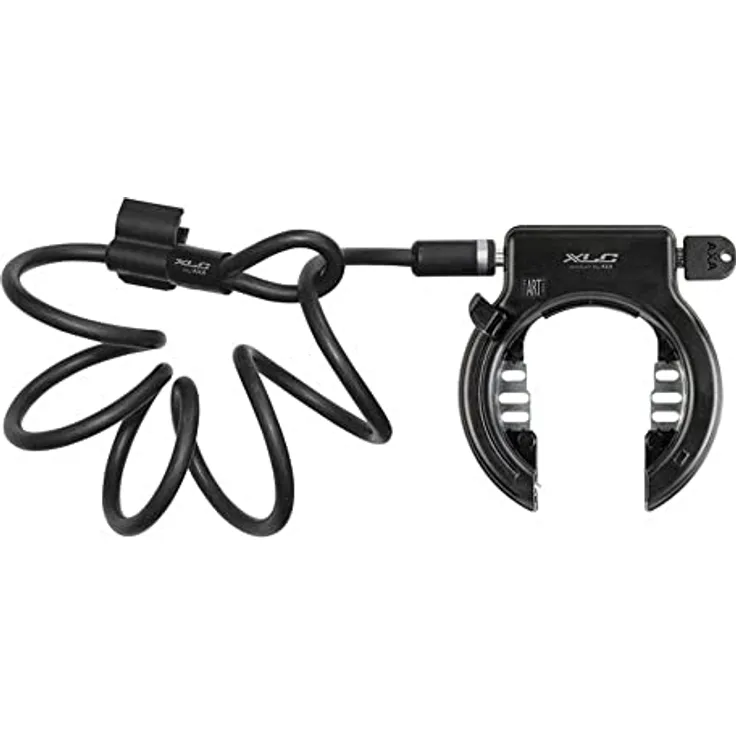 XLC Rahmenschloss Fantomas II LO-F02, extra breites Schloss für breite Reifen mit Kabel 1800x10mm, Kindersicherung