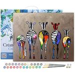 Figured'Art Malen Nach Zahlen Erwachsene Mit Rahmen Zebras von hinten - Paint by Numbers Basteln DIY Bastelset 40x50cm Leinwand gespannt auf Holzrahmen