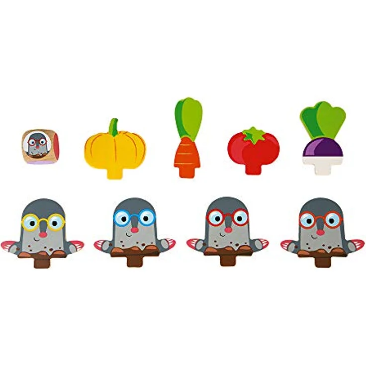 Janod Maulwurfspiel - Brettspiel für Kinder mit Farb- und Beobachtungsförderung, inkl. Spielbrett, Spielsteinen und Würfel – Bild 4