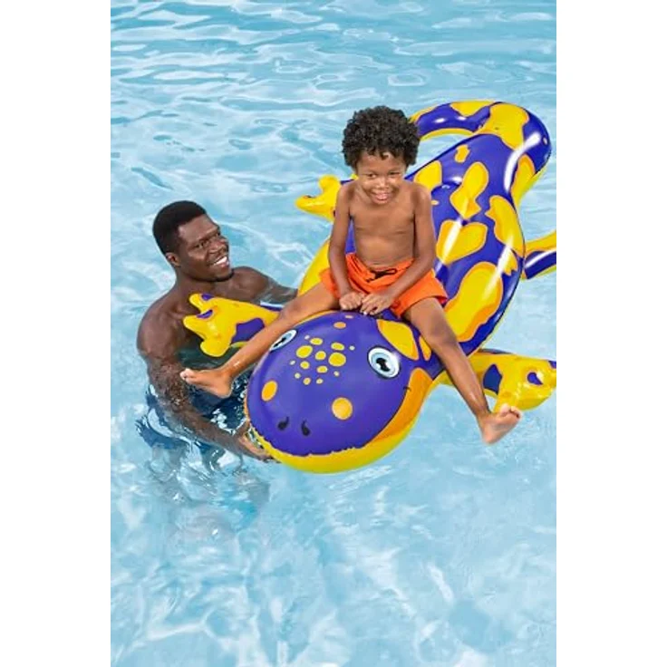 Bestway Splashing Salamander, Schwimmtier für Kinder ab 3 Jahren, 191 cm x 119 cm, mit robusten Haltegriffen und Reparaturflicken – Bild 12