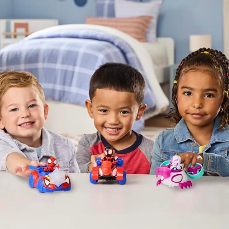 Spidey and his Amazing Friends Marvel Spidey und Seine Super-Freunde Figuren- und Fahrzeugset 3er-Pack, 3 bewegliche Figuren (7,6 cm), 3 Fahrzeuge, 3 Accessoires für Kinder ab 3 Jahren – Bild 5