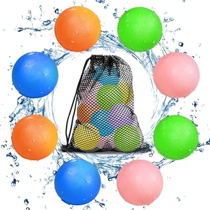 SOPPYCID 8 Stück Wiederverwendbare Wasserbomben Selbstschließend, Schnell befüllbare Silikon Spritzbälle für Kinder Erwachsene, Outdoor Sommerspaß Wasserspielzeug für Party, Wasserpark, Familienspiel – Bild 2