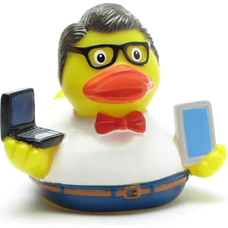 Duckshop Badeente - personalisierbar (Nerd Ente) mit eigenem Wunschtext, 8 cm, aus Vinyl – Bild 5
