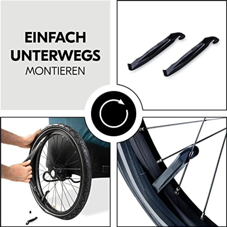 Hauck Fahrradanhänger Schlauch Set 2x 20 Zoll Durchmesser inkl. Reifenheber, Ersatzreifen Schlauch für Fahrradanhänger Reifen z. B. hauck Dryk Duo (Black) – Bild 5