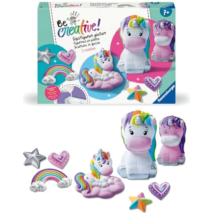 Ravensburger BeCreative Midi, Kreativset Gipsfiguren gießen Einhorn, DIY Bastelset für Kinder ab 7 Jahren, Made in Europe – Bild 6