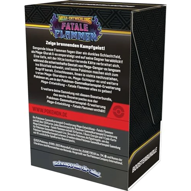 Pokémon Pokémon-Sammelkartenspiel: Boosterbundle Mega-Entwicklung – Fatale Flammen, 6 Boosterpacks mit Mega-Skaraborn-ex und Mega-Schlapor-ex – Bild 3