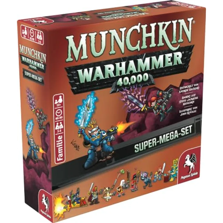 Pegasus Spiele Munchkin Warhammer 40K Super Mega Set, Familienspiel mit 778 Spielkarten und zahlreichen Erweiterungen, für 3-6 Spieler – Bild 1