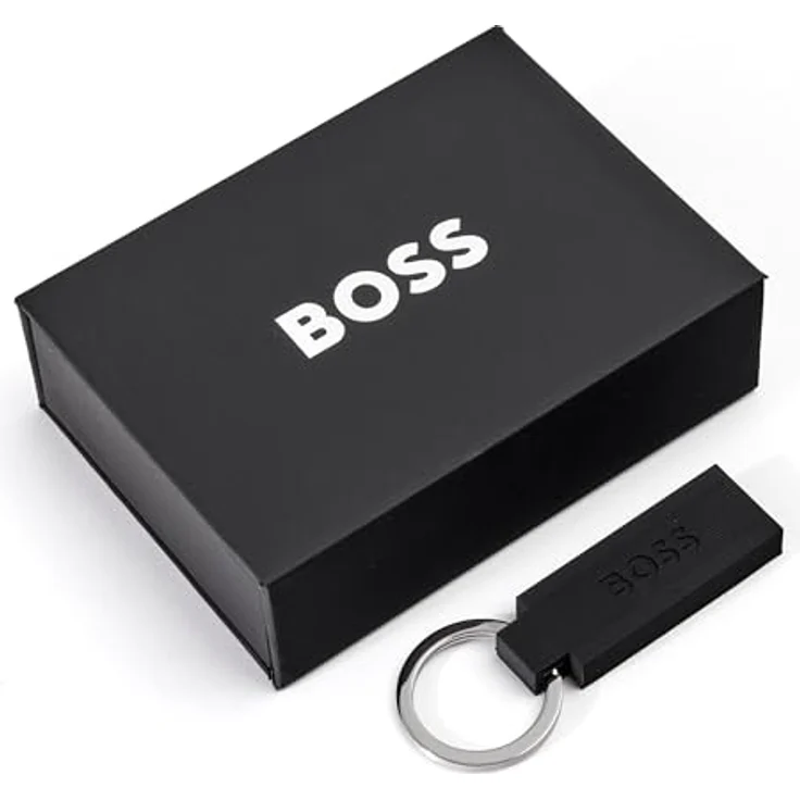 BOSS Schlüsselanhänger Iconic, Silikon schmal, schwarz mit Schlüsselring und HUGO BOSS Logo – Bild 6