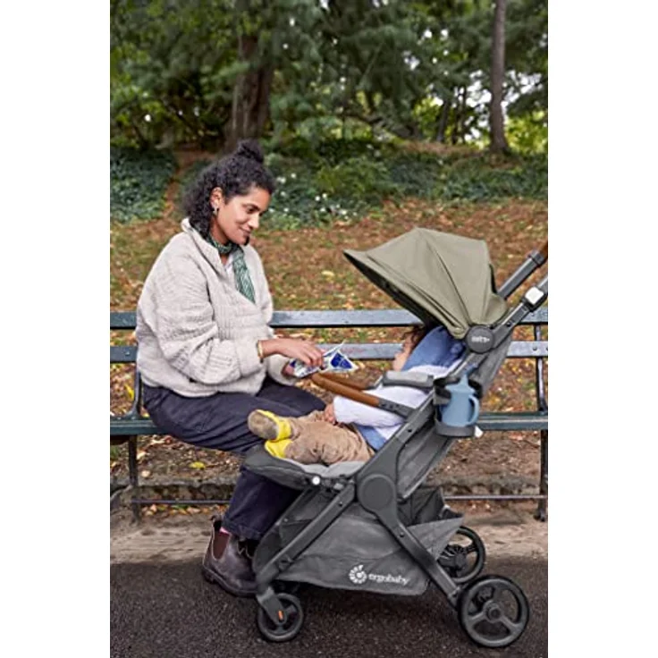 Ergobaby Metro+ Deluxe Kinderwagen Buggy mit Liegefunktion, Kinder-Buggy ab Geburt bis 22kg, Zusammenklappbar und Autositz Kompatibel, höhenverstellbarer Lenker, Empire State Green – Bild 3