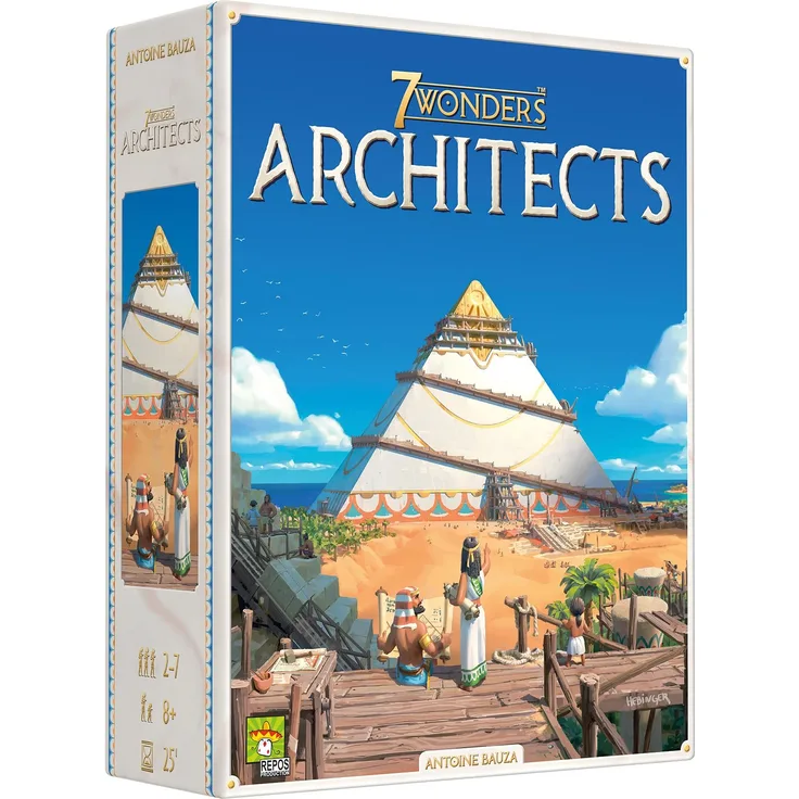 Repos Production 7 Wonders Architects, Brettspiel für 2-7 Spieler mit antiken Weltwundern und strategischen Effekten