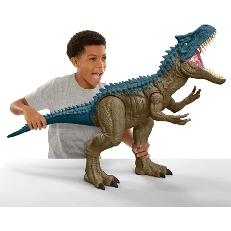 Mattel® Jurassic World Riesendino Allosaurus, Actionfigur mit 97 cm Länge und verschließbarem Bauch für Mini-Dinosaurier – Bild 2