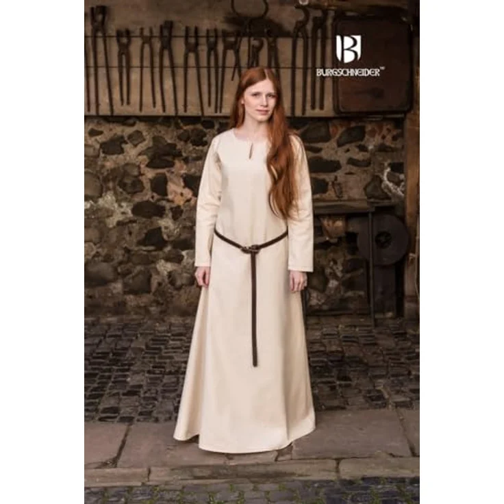 Burgschneider Unterkleid Feme, Historisches Mittelalter-Outfit aus Baumwolle, Unisex, Naturfarben, Größe L – Bild 3