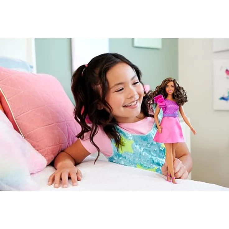 Mattel Barbie Fashionista Puppe, Rüschenkleid, brünette Haarfarbe, ideal für Kinder ab 3 Jahren – Bild 2