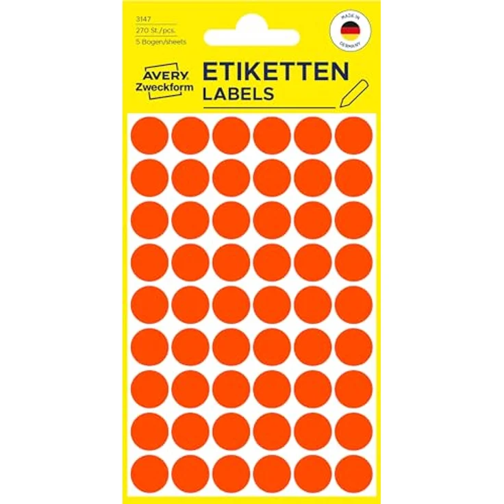 AVERY Zweckform Klebepunkte 3147, leuchtrote Markierungspunkte Ø 12,0 mm, 270 Stück, beschriftbar – Bild 8