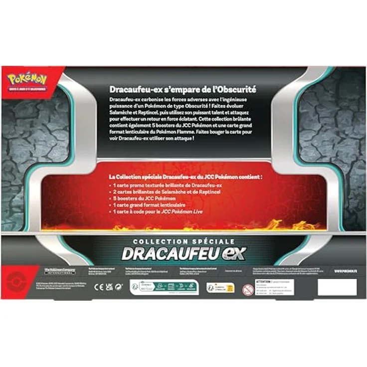 Asmodee Pokémon : Coffret Collection spé Dracaufeu-ex, inklusive Foil-Promokarte Charizard ex, zwei Foil-Karten Charmander und Charmeleon, fünf Booster Packs und oversized lenticular Karte – Bild 4