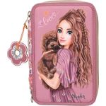 Depesche TOPModel 3-Fach Federtasche FLORAL inkl. Stifte in Beerefarben