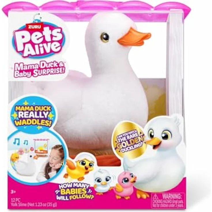 ZURU Kuscheltier Pets Alive - Mama Duck Surprise, Interaktives Spielzeug mit Überraschungen, gelb – Bild 2