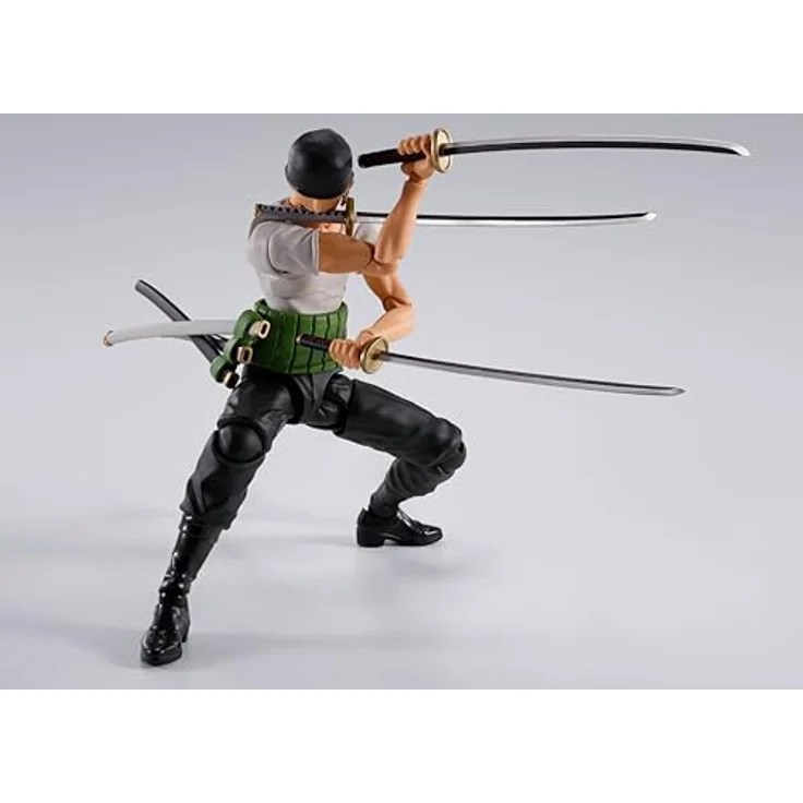 Bandai Tamashii Nations One Piece S.H.Figuarts Roronoa Zoro Romance Dawn-Version, detailreiche Actionfigur, 15 cm, inkl. Zubehör – Bild 8