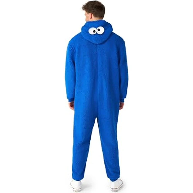 Konjac Sponge Krümelmonster Onesie (XXL), Kapuzenoverall mit Seitentaschen und 3D-Augen, weich und anschmiegsam – Bild 4