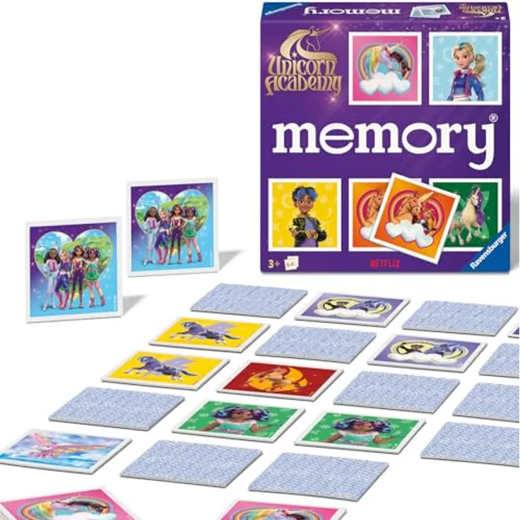 Ravensburger memory® Unicorn Academy 24778, Familienspiel mit 64 Bildkarten zur Förderung von Gedächtnis und Konzentration