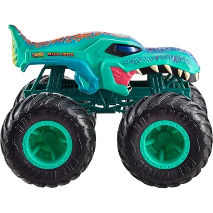Hot Wheels Monster Trucks Mega Wrex OS 1:15, Spielzeugauto mit riesigen Rädern für Crash-Abenteuer, multicolor – Bild 2