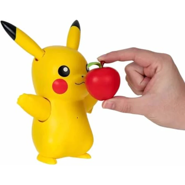 Jazwares Pokémon Deluxe Train Play Pikachu-Spielset, 11,5 cm große interaktive Figur mit über 50 Reaktionen, inklusive Zubehör (Pirsifbeere und Apfel) – Bild 4