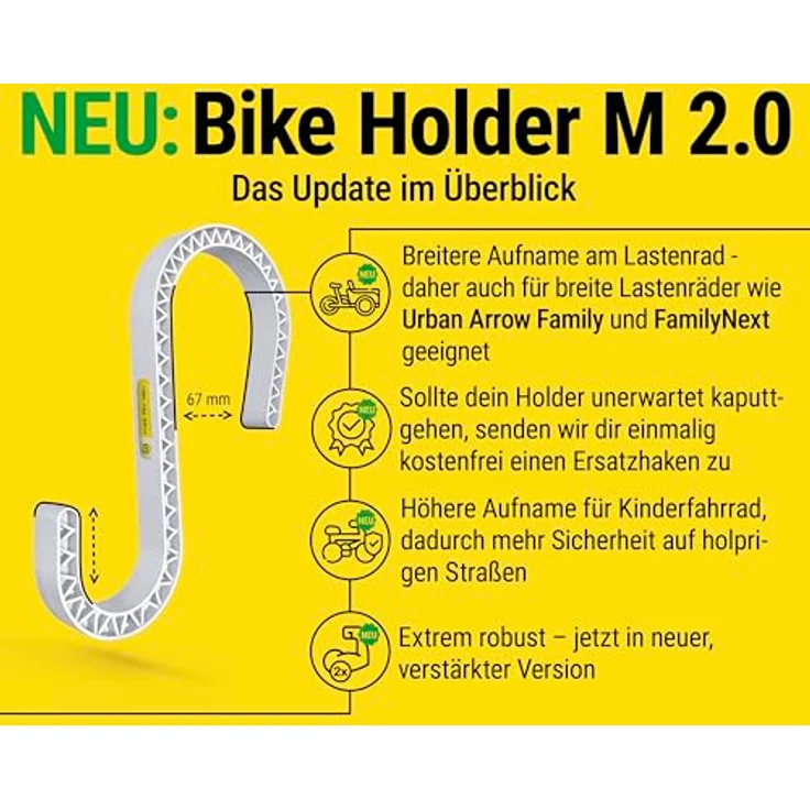Frank Paperman Bike Holder M 2.0 – 2x Halterung für Kinderfahrrad & Laufrad am Lastenrad, robust und werkzeugfreie Montage für Kistenwandstärken bis 67 mm – Bild 5