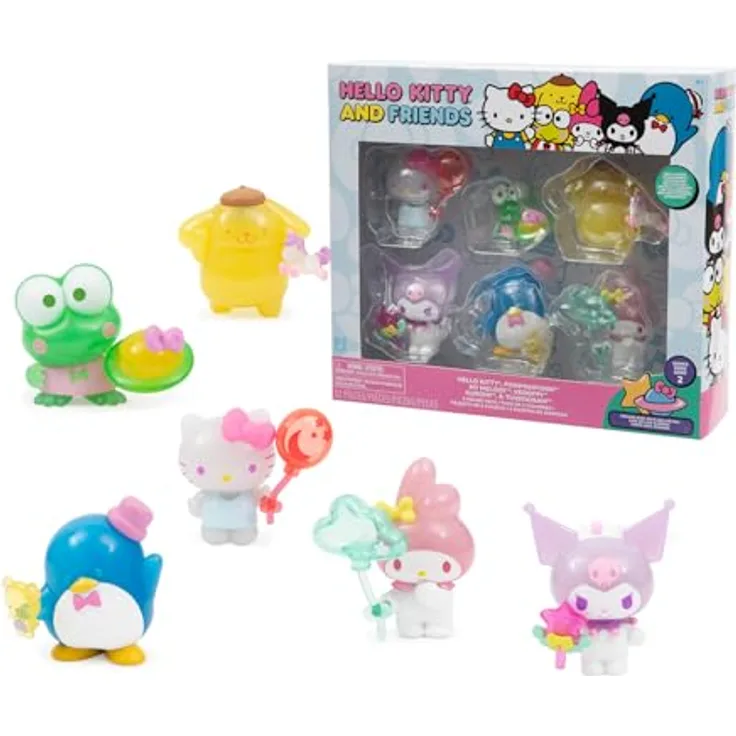 Hello Kitty 5 cm Figurenset, Set mit 6 Mini-Figuren in bezaubernden Designs, robust und ideal für Sammeln und Spielen