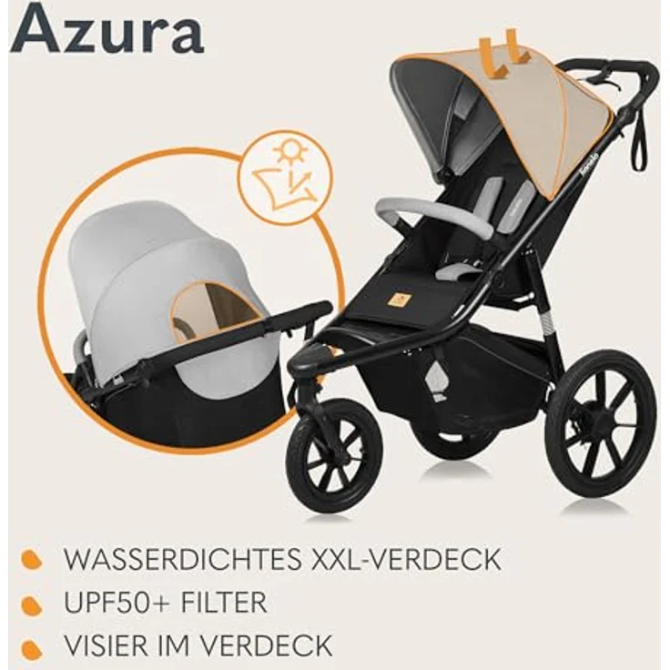 Lionelo AZURA Jogging-Kinderwagen, Dreirad-Jogging-Kinderwagen für aktive Eltern, in cheetah grey – Bild 5
