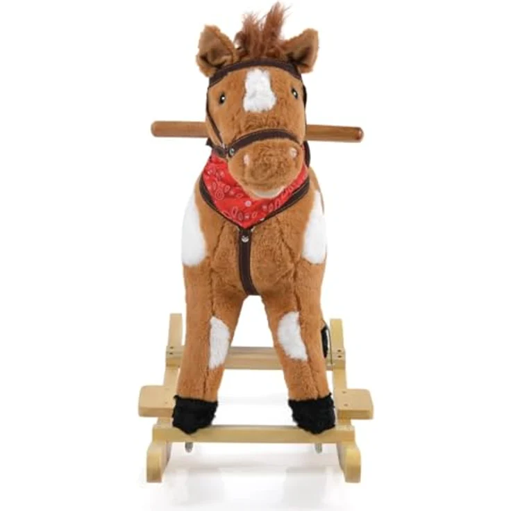 Moni Schaukelpferd Thunder WJ-302, Plüsch Sound, Kufen, Rollen, Sattel, bunt – Bild 4