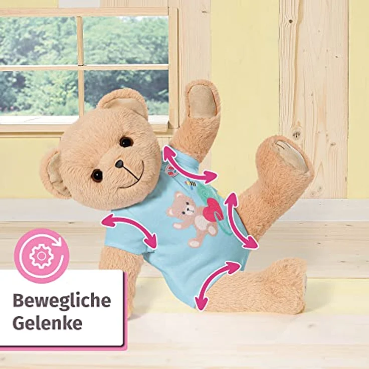 Zapf Creation 835593 BABY born Bär blau mit blauen Strampler- Teddybär Kuscheltier, bewegliche Arme und Beine, drehbarer Kopf, waschbar per Handwäsche, mit Freundschaftsbuch und Stickerbogen. – Bild 2