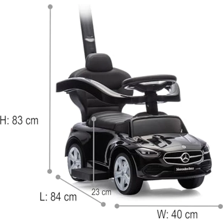 Schwarz Kitchen Mercedes-Benz C-Class Rutscher 3in1, schwarz mit Kippschutz und Soundlenkrad – Bild 3
