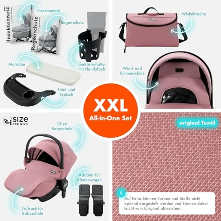 Daliya® FLEXI-PRO M 3in1 Kombikinderwagen, Buggy mit i-Size Babyschale, einhändig abnehmbare Babywanne, Memory-Knöpfe, leichter Rahmen, großer Einkaufskorb – Bild 3