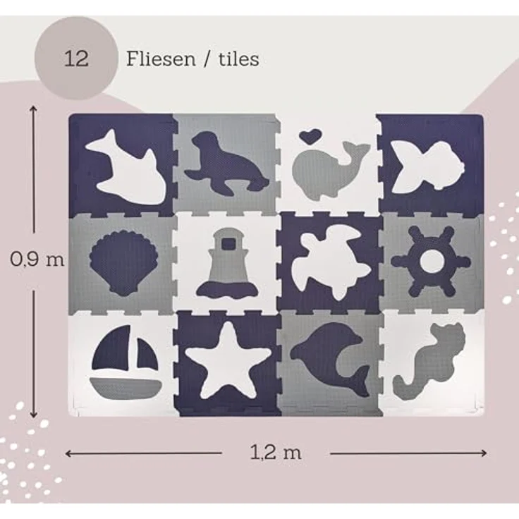 Hakuna Matte Puzzlematte für Babys 1,2x0,9m – TÜV SÜD GS Zertifizierte Baby Spielmatte – Spielteppich enthält 12 Fliesen mit Tieren – 20% dickere Krabbelmatte in Einer recycelbaren Verpackung – Bild 3
