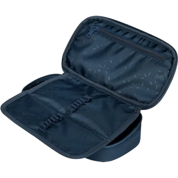 Baagl Federmäppchen für Jungen, Schulmäppchen mit Klappfach und Gummischlaufen, 23 × 12 × 5 cm, recyceltes Polyester, schwarz – Bild 3