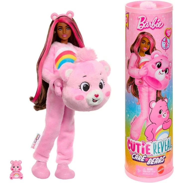 Barbie Anziehpuppe Cutie Reveal, Glücksbärchis Hurrabärchi, inklusive Accessoires, bewegliche Puppe mit veränderbarer Haarfarbe, in verschiedenen Variationen erhältlich – Bild 1