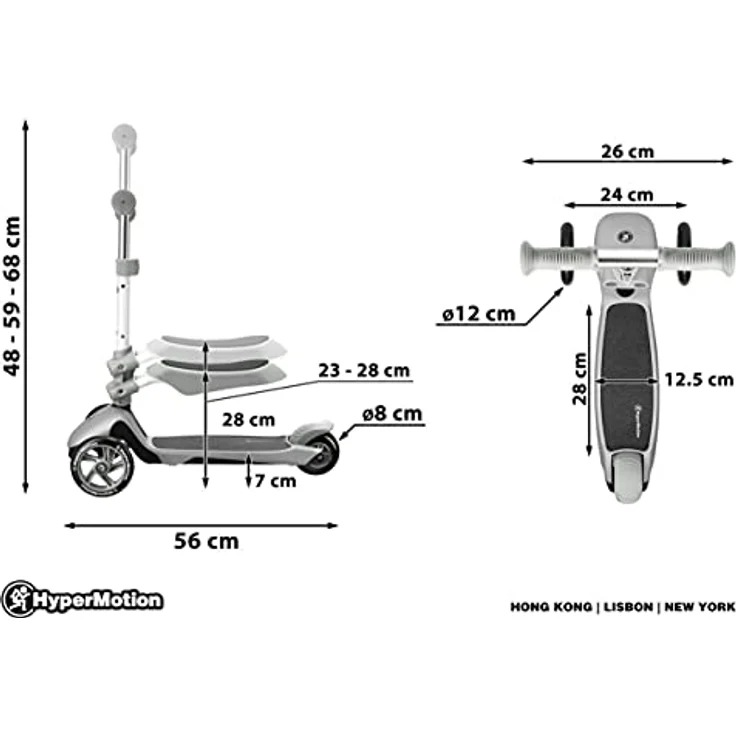 HyperMotion Kinderroller 3in1, Blau - Multifunktionsroller, Kickboard, Tretroller, mit Sitzgelegenheiten für Mädchen und Jungen – Bild 4