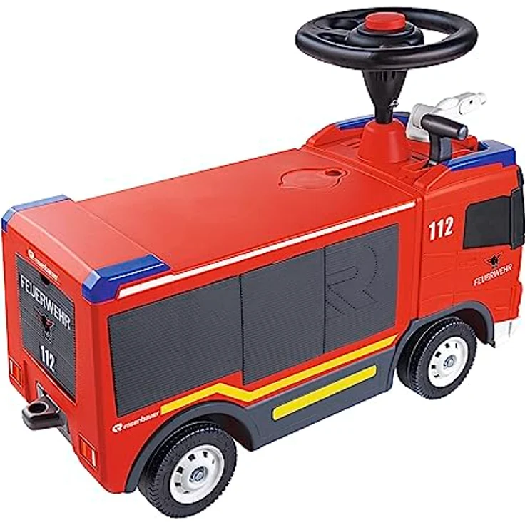 Big Feuerwehr Rutschauto ab 2 Jahre - großes Feuerwehrauto zum Fahren und Spielen mit Hupe und Wasserspritzfunktion (bis 6 Meter), Rutschfahrzeug für Kinder von 2-5 Jahre (max. 50 kg) – Bild 2