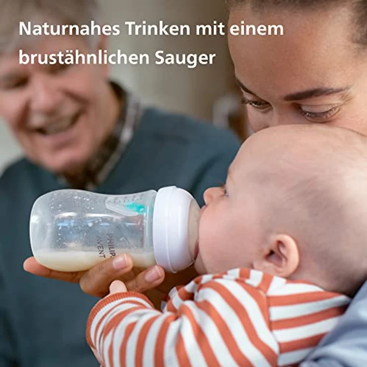 Philips Avent Babyflaschen mit AirFree Ventil, Geschenkset für Neugeborene – 4 Babyflaschen, ultra soft Schnuller und Flaschenbürste, Babys von 0–12 Monaten und älter (Modell SCD657/11) – Bild 5