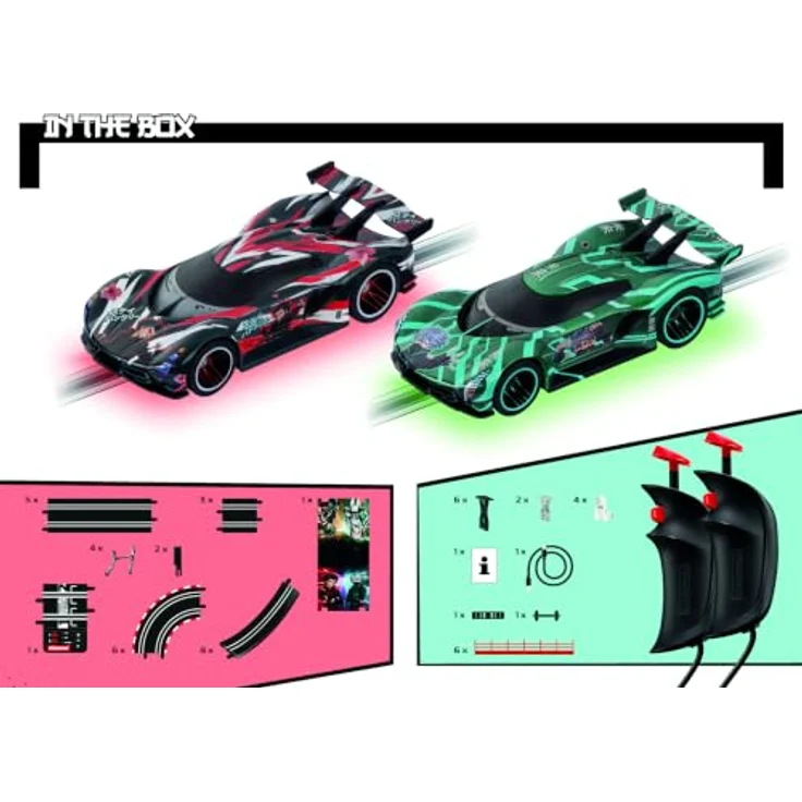Carrera GO!!! Ronin Racers Start-Set, Rennbahn mit 4,9 m Streckenlänge, elektronischem Rundenzähler und spektakulärem Unterbodenlicht – Bild 3