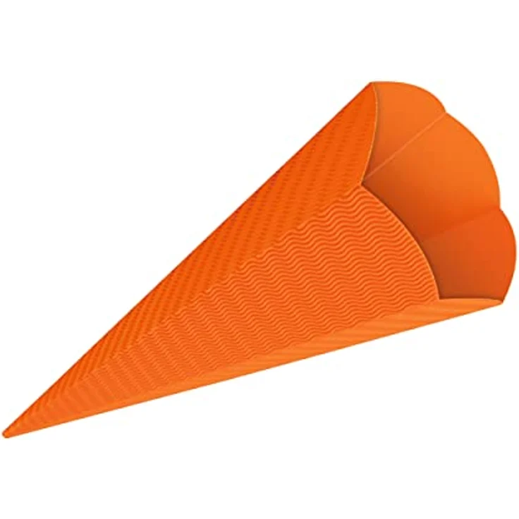 itenga Schultüten Rohling 68cm, 3D Wellpappe zum Basteln, 6-eckig, orange – Bild 1